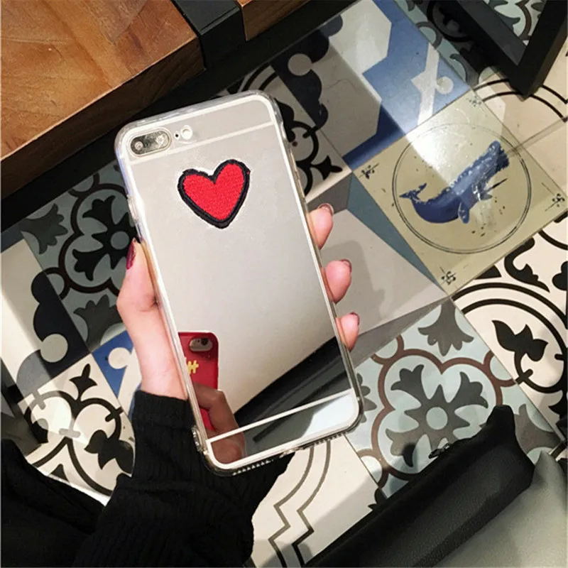 Мягкий чехол для iPhone 11 12 pro mini max 6 6s 7 plus с 3D вышивкой love Mirror | Мобильные телефоны и