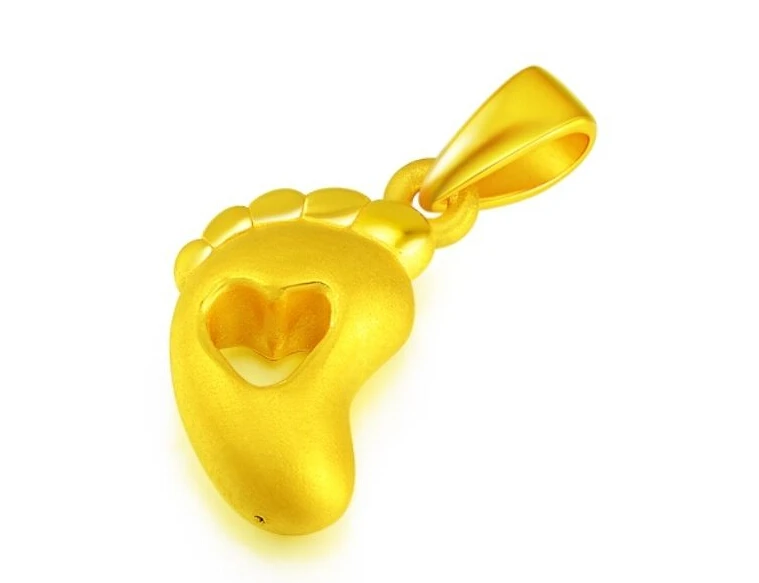 

Authentic 999 24k Yellow Gold Pendant/ 3D Lucky Bless Foot Pendant