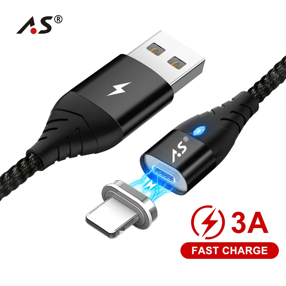 A.S Магнитный usb кабель для iphone Xs max Xr X 8 7 6 plus 6s 5 ipad mini Быстрый зарядный Мобильный