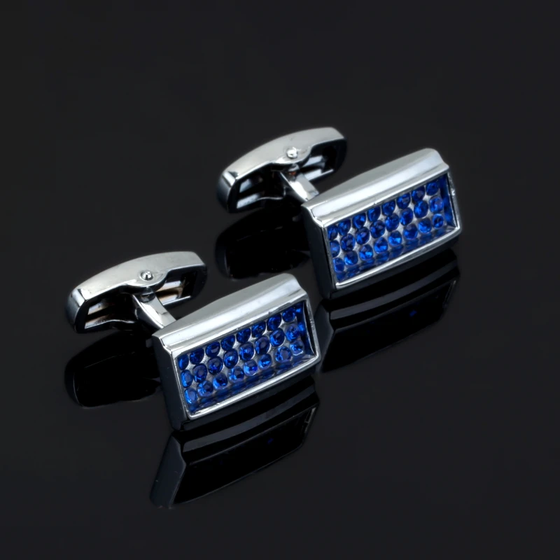 

2017 HOT shirt cufflinks for men's gifts Brand cuff buttons Blue Austrian crystal cuff links High Quality abotoaduras Jewelry