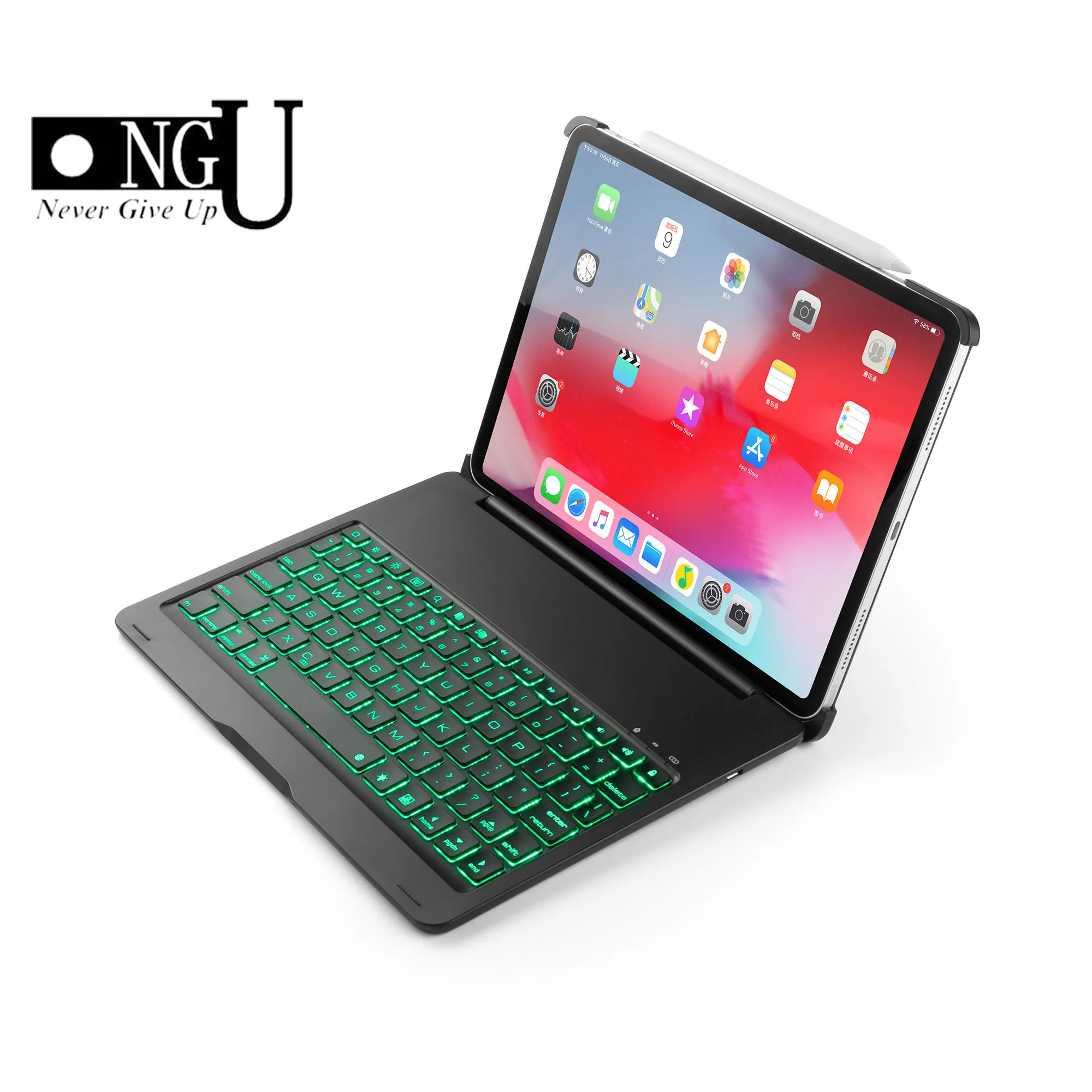 Алюминиевый ABS 7 цветов светильник с подсветкой Беспроводная Bluetooth клавиатура Folio