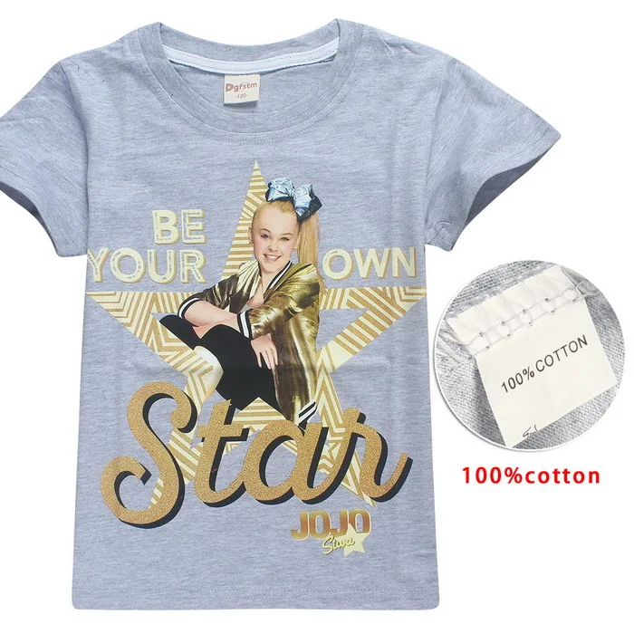 style 17 JOJO SIWA/Хлопковые футболки для девочек 4-14 лет, летняя футболка с короткими рукавами для детей, футболка для маленьких девочек, подростковые топы, детская одежда - Цвет: style 17