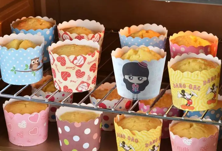 

ANGRLY 50pcs/set 60*56*70MM Baking tools mould high temperature resistant cup cake cup paper tray oven pattern silicone mold