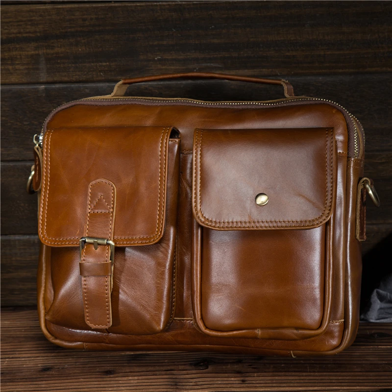 Новая мужская сумка на плечо из коровьей кожи Мужская модная портфель через