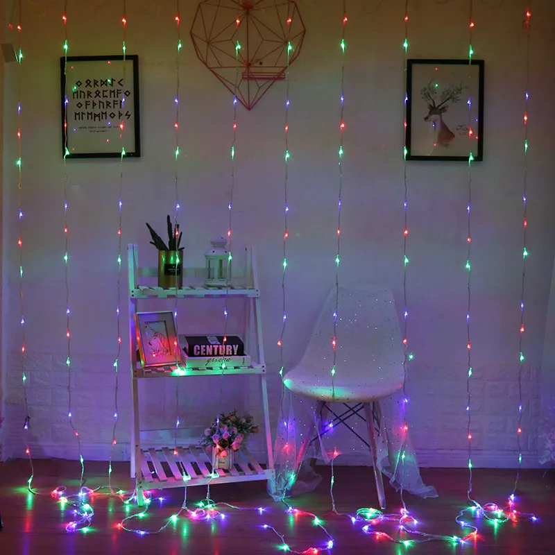 

Светодиодный ная гирлянда, занавеска на окно s 3 м * 2 м, 240 светодиодов, со штекером, метеоритный дождь, для помещений, фон для свадьбы, спальни