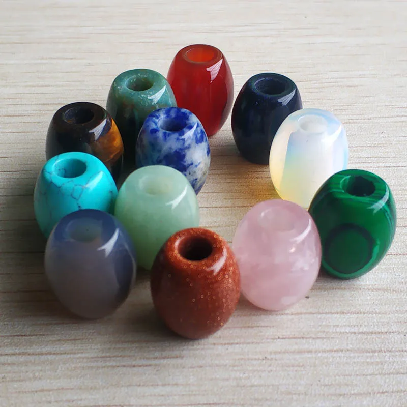 wholesale 12pcs/lot Fashion good quality mix natural stone round shape big hole beads for DIY Bracelet jewelry making free | Украшения и