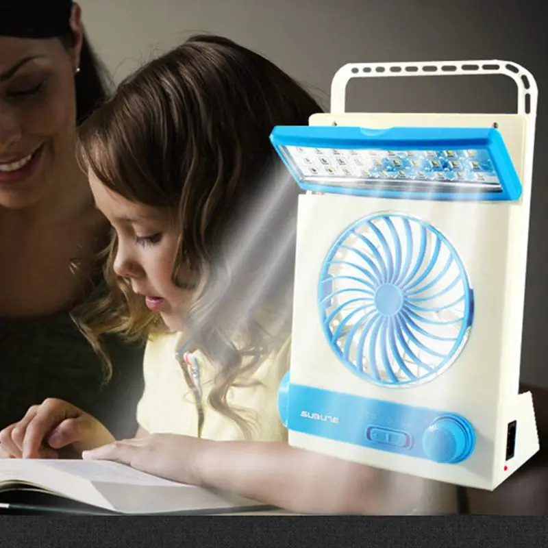 

Solar Power Mini Fan Multifunction AC Direct Charge Fans With LED Table Lamp & LED Flashlight