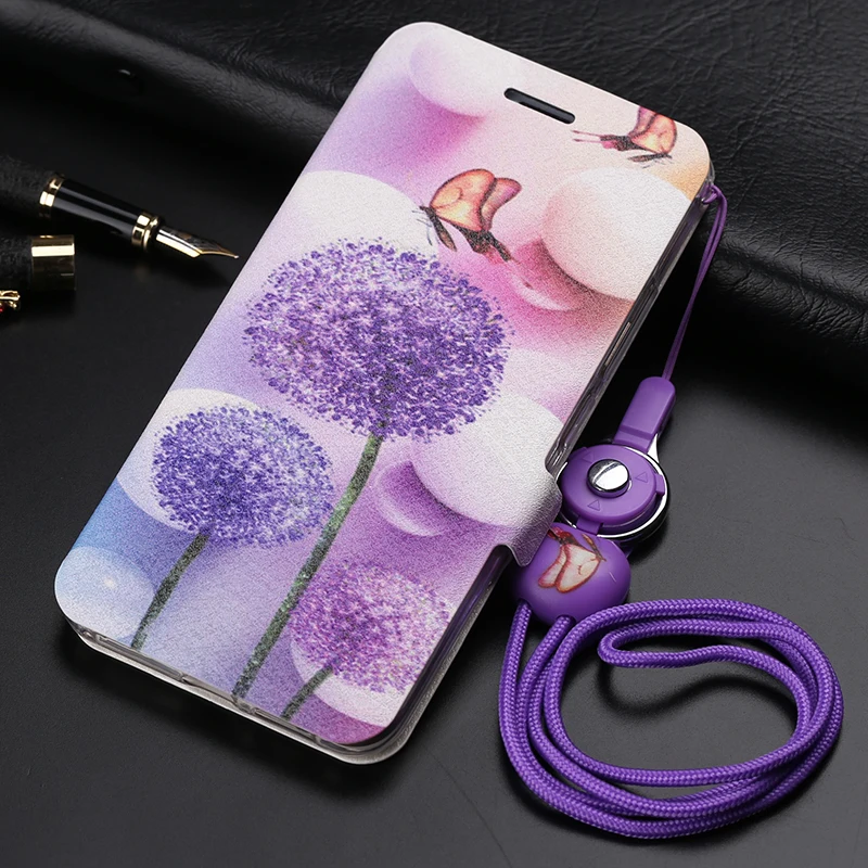 Чехол для Huawei Honor Play милый чехол с откидной крышкой и подставкой кожаный узором