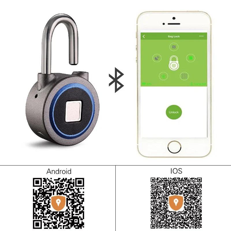 С помощью приложения на телефоне для IOS Android Мини отпечатков пальцев замок