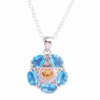 jrose fashion oval cut blue champagne cubic zirconia jewelry silver women beautiful pendant necklace no chain funny gift