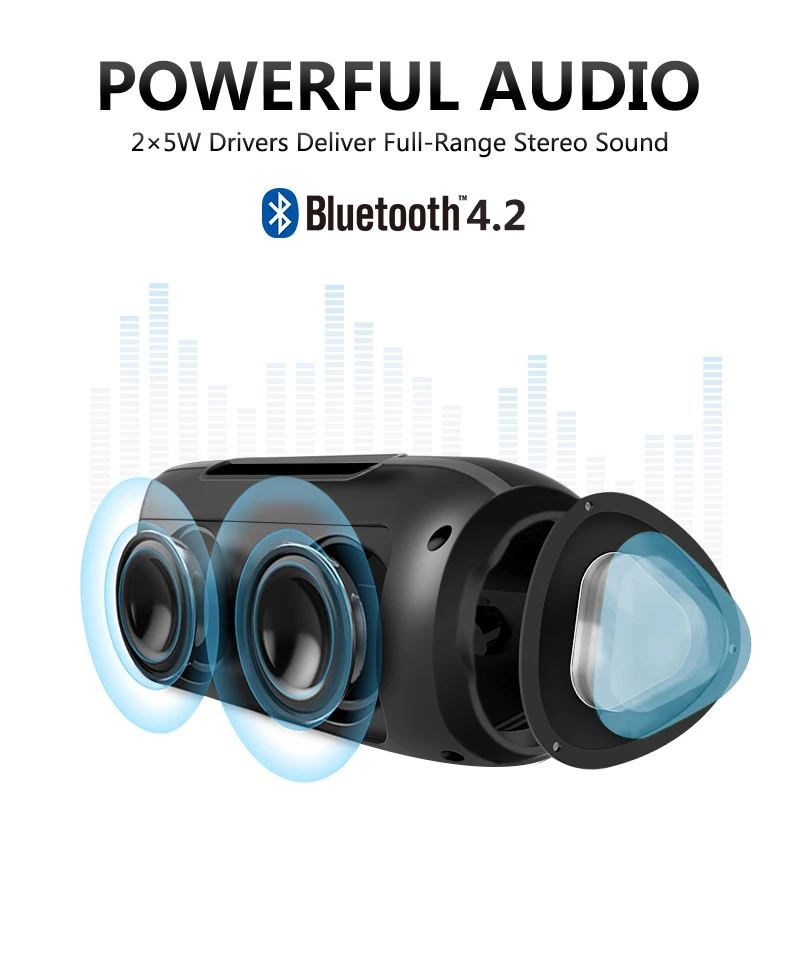 NBY портативный Bluetooth динамик беспроводной стерео громкоговоритель звуковая система Открытый водонепроницаемый динамик 10 Вт Музыка объемный
