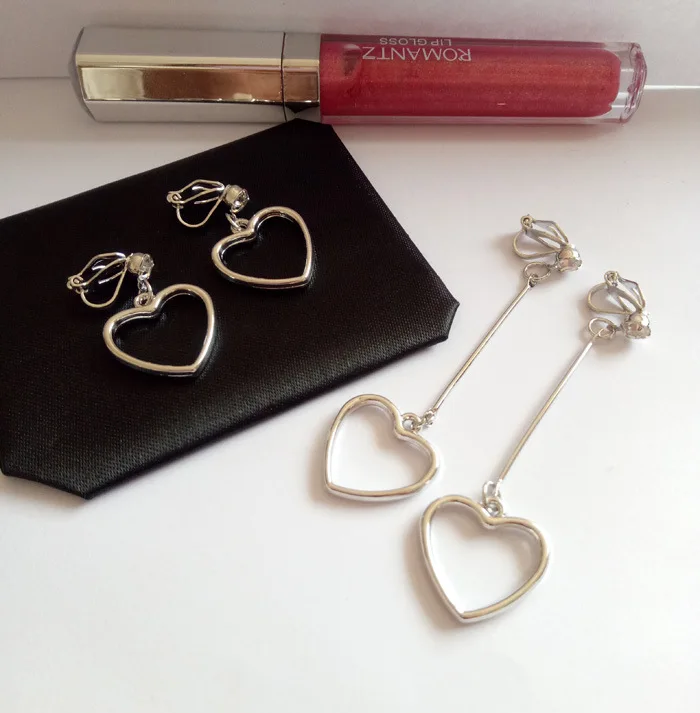 

Lovely Heart Clip on Earrings non Piercing for Women no ear hole