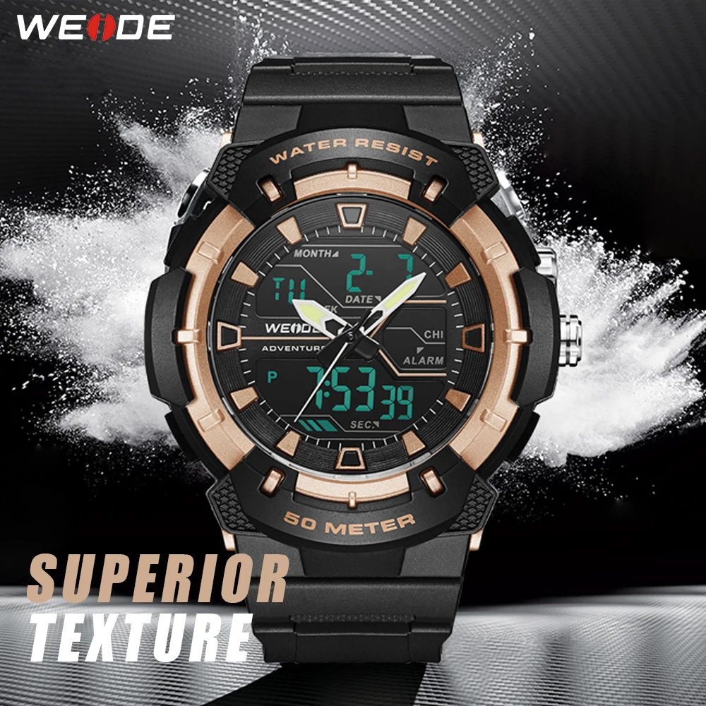 WEIDE военные мужские спортивные часы кварцевые часы мужские спортивные цифровые наручные часы армейские часы 50 метров Водонепроницаемость Eloj Hombre