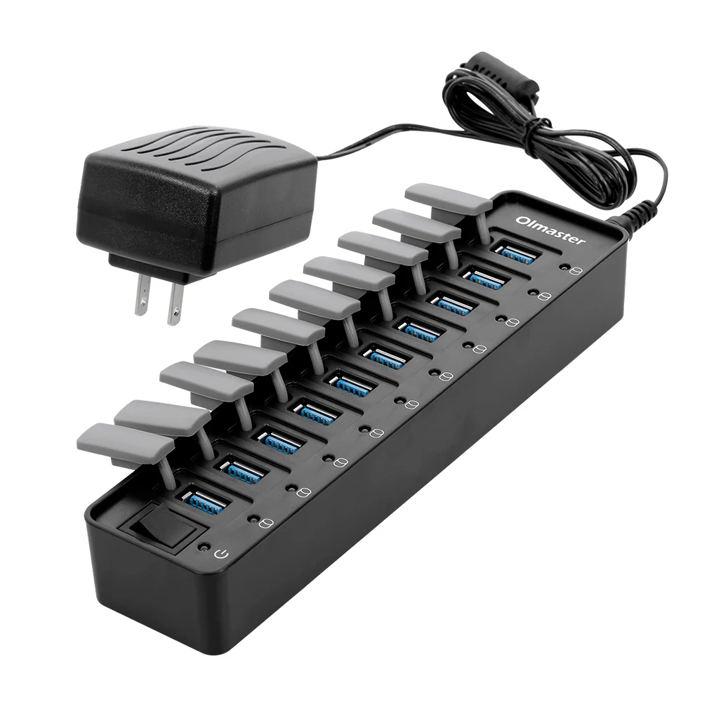 OImaster 10 портов USB 3 0 концентратор Быстрая зарядка высокоскоростной 5 Гбит/с usb хаб