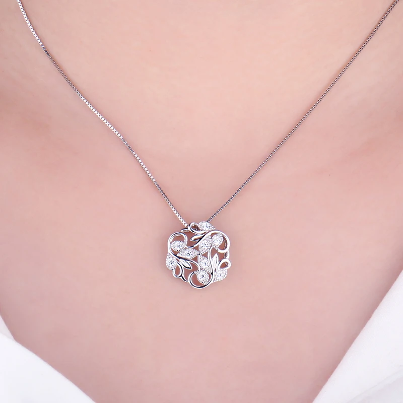 JewelryPalace Винтаж филигрань листьев лепесток цветка кубического циркония кулон 925