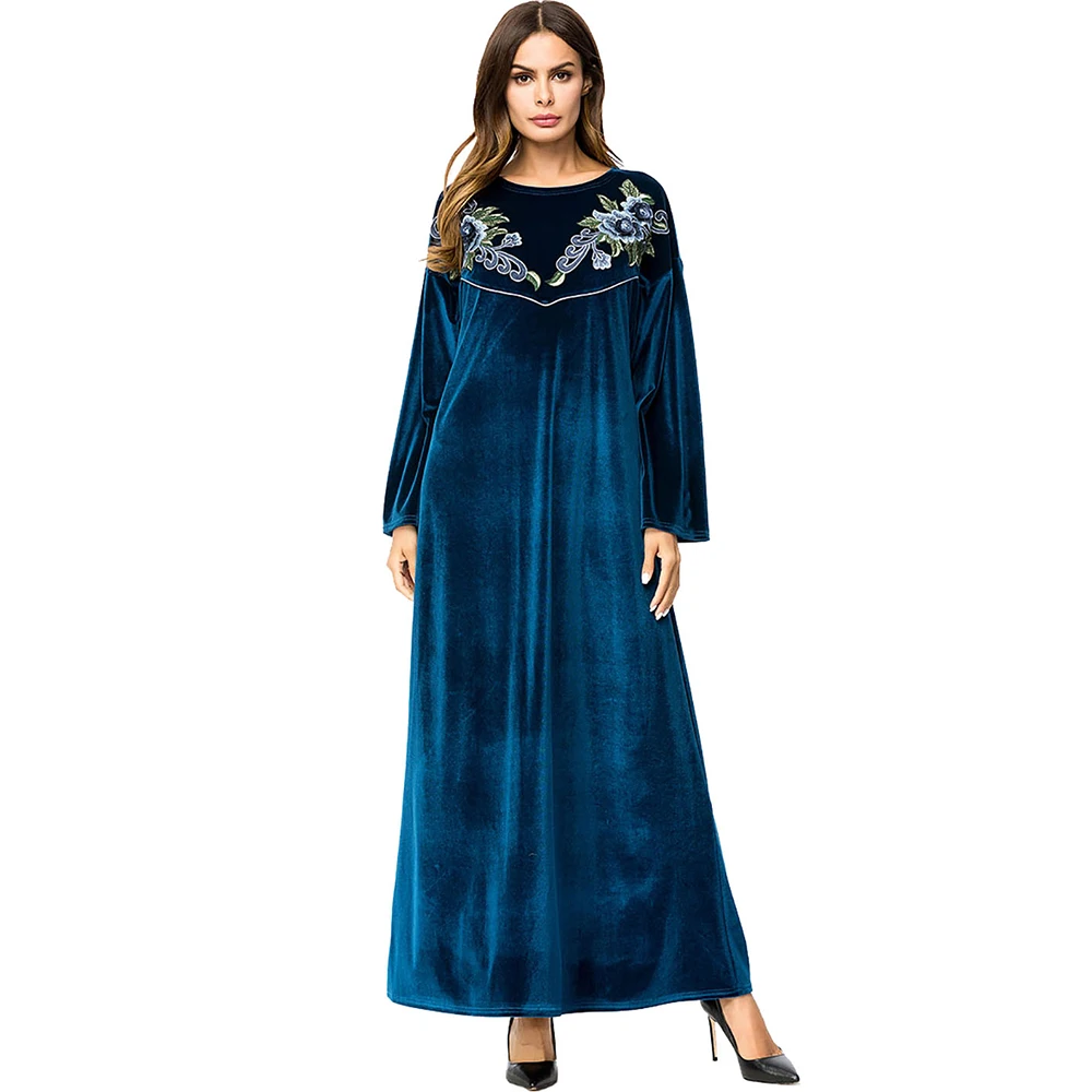 Babalet женское мусульманское платье осень и зима ислам Дубаи цветочной вышивкой