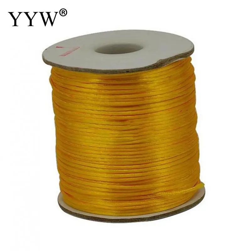 golden yellow 60 м/рулон, 1,5 мм, мягкий сатиновый шнур, шелковый шнур макраме, нейлоновое ожерелье, ювелирное изделие, вощеный шнур, нить для браслета своими руками - Цвет: golden yellow
