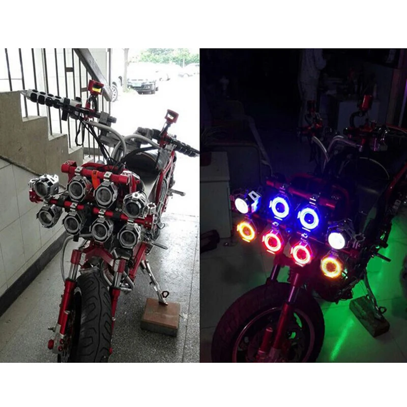 

JX-LCLYL 125W U7 LED Motorcycle Angel Eye Headlight Spot Driving Fog Light Lamp