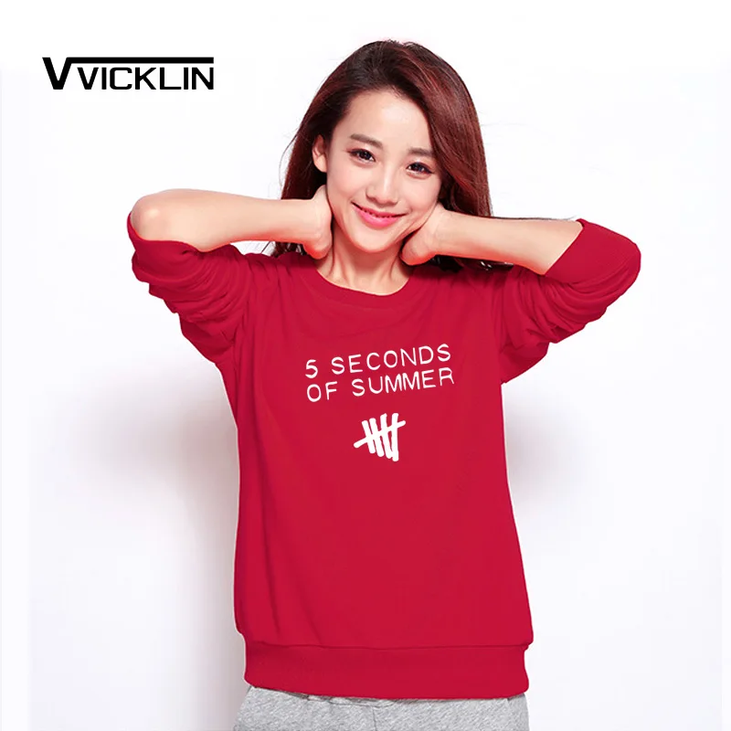 Женская толстовка с принтом 5SOS длинный рукав хлопок круглый вырез женские топы в