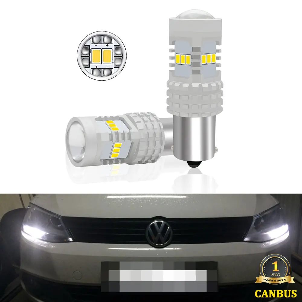 1156 7506 P21W светодиодный ные лампы для VW Volkswagen MK6 Jetta дневные ходовые огни 6000K 12 В CANbus