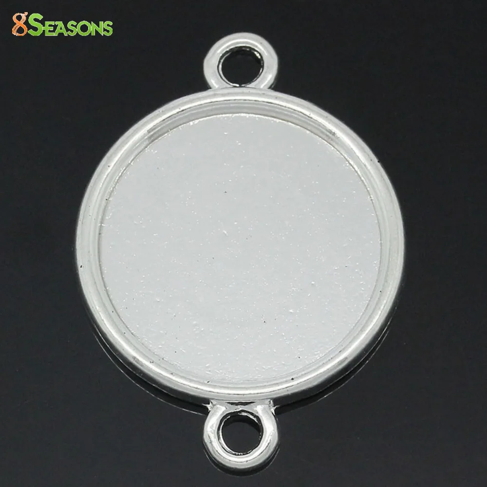 

8SEASONS Connectors Findings Round Silver color Cabochon Setting(Fits 20mm Dia) 3.2x2.4cm,20PCs (B27514)