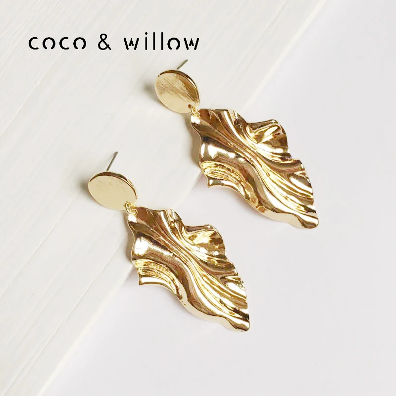 coco&ampwillow Geometric Gold Metal Statement Drop Earrings For Women 2019 Matt Color Abstract Modern Party Gift | Украшения и