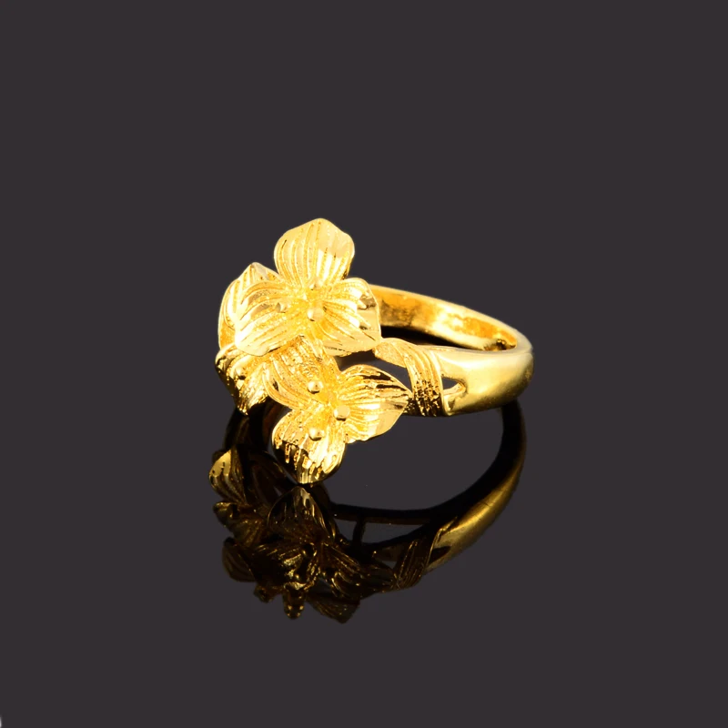 Hot sale! 24K GP gold Color wedding ring Big flower women for party size 6 7 8 9 anel diy | Украшения и аксессуары