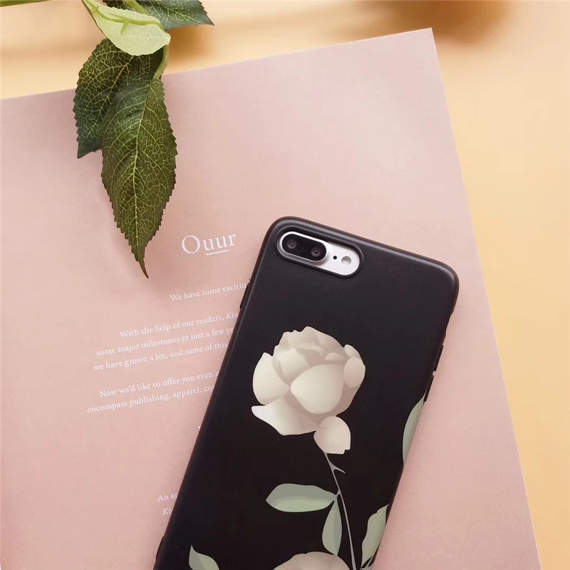 RMJ-DNA белая роза телефона чехол для iPhone X случаях матовая ТПУ Soft shell 7 плюс 8 6 6s сзади