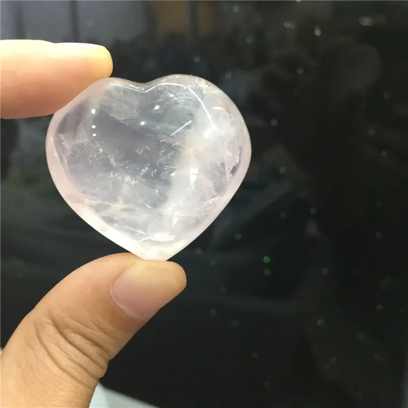 

2pcs high quality 100% natural rose quartz heart reiki healing crystals love gemstones as wedding gifts for guests