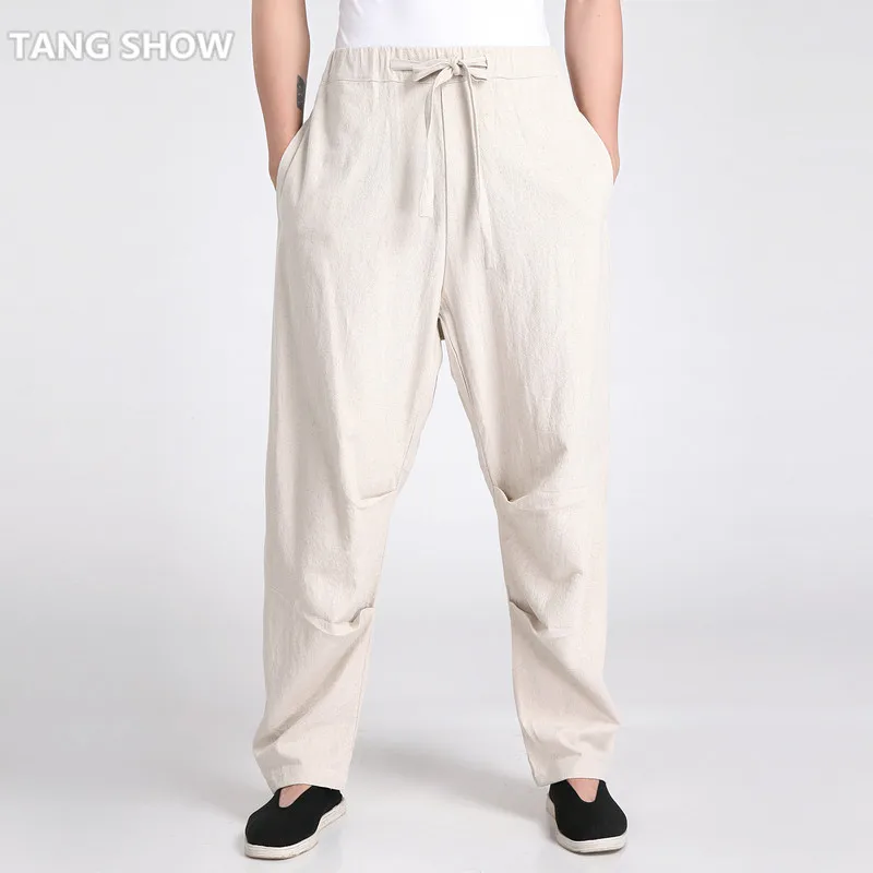 

Army Green Chinese Men's Tai Chi Trousers Cotton Linen Kung Fu Pants Male Tai Chi Loose Pant Size S M L XL XXL XXXL 2601