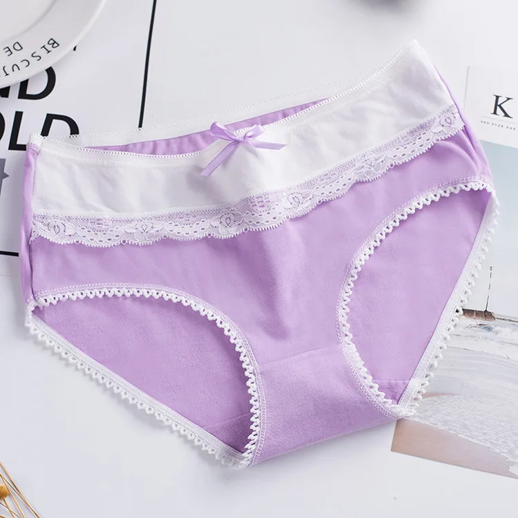 purple 6 шт., женское нижнее белье, женские хлопковые дышащие трусы ярких цветов, большие размеры, B809, женские модные трусики больших размеров - Цвет: purple