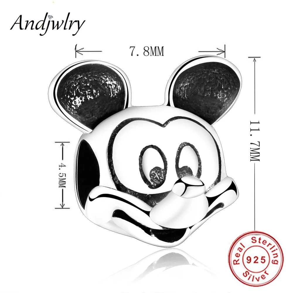 Fit Pandora шармы 925 пробы серебро браслет бусины Микки, Минни шармы мультфильм бусины для изготовления ювелирных изделий Berloque