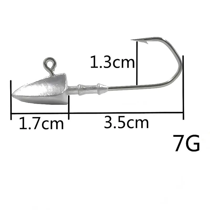 7g OUTKIT 5 шт./лот, крючки для свинцовых головок, 3,5 г, 5 г, 7 г, 10 г, 14 г, 21 г, крючки для джига, приманки, острые разноцветные мягкие рыболовные снасти, крючки - Цвет: 7g