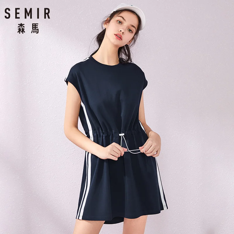Женское трикотажное платье SEMIR черное без рукавов в Корейском стиле лето