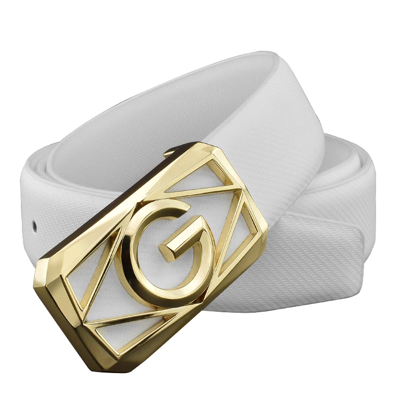 

G letter buckle High Quality golden buckle belt men fashion Personality buckle luxury strap genuine leather white ceinture homme