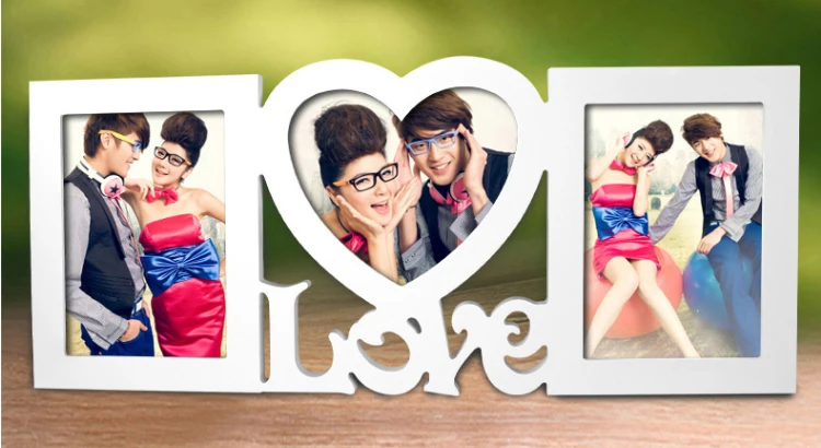 Милая любовь фоторамка в форме сердца с двумя изображениями Висячие для