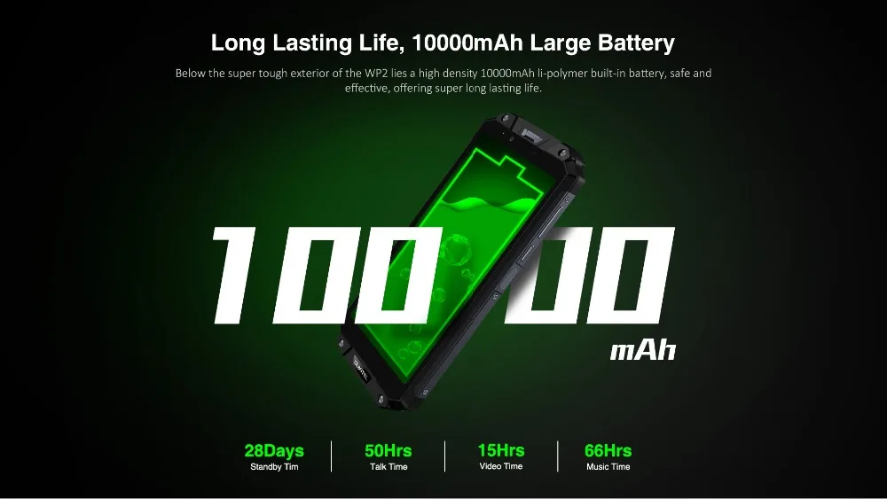 OUKITEL WP2 NFC 10000 мАч Восьмиядерный прочный мобильный телефон MT6750T 4 Гб 64 Гб Водонепроницаемый 6," FHD+ отпечаток пальца Android 8,0 сотовый телефон