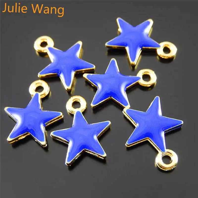 Подвесная эмалированная подвеска Julia Wang 10 шт. красная синяя маленькая с пятью