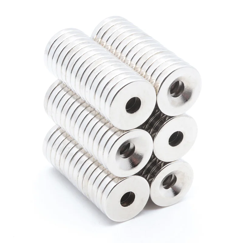 

50pcs neodymium iron boron 18x4 hole 5mm strong magnet strong magnetic iron strong magnetic steel round with holes 18x4-5mm