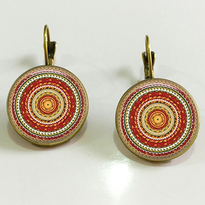 Серые серьги-капли из искусственной смолы для женщин винтажные круглые с узором