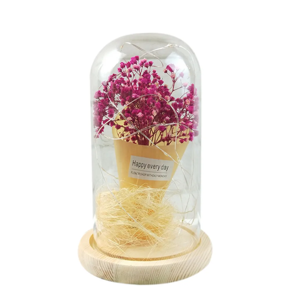 Вечный Романтический Gypsophila бутылка Украшение Моделирование осветить цветочный купол стеклянный микро пейзаж свадебный подарок на праздник - Цвет: Hot Pink