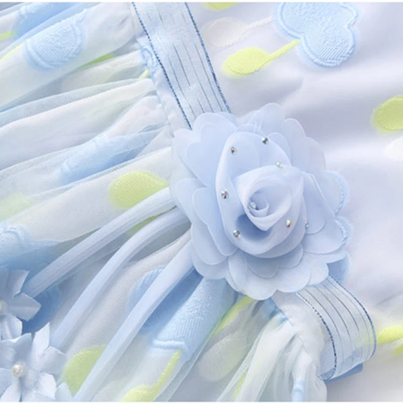 Детское платье для девочки Лето рукавов Питер Пэн воротник костюм принцессы с