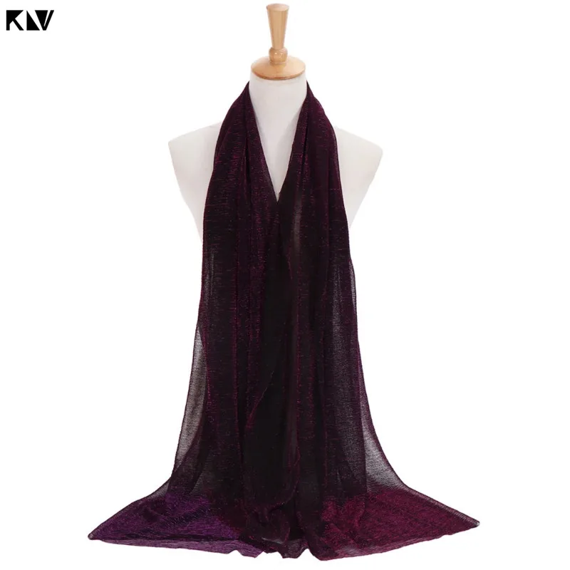 Фуксия KLV/Для женщин; однотонная; украшенная пайетками; Цвет Hijab шарф мусульманский Исламская Турция тюрбан, повязка на голову - Цвет: Фуксия