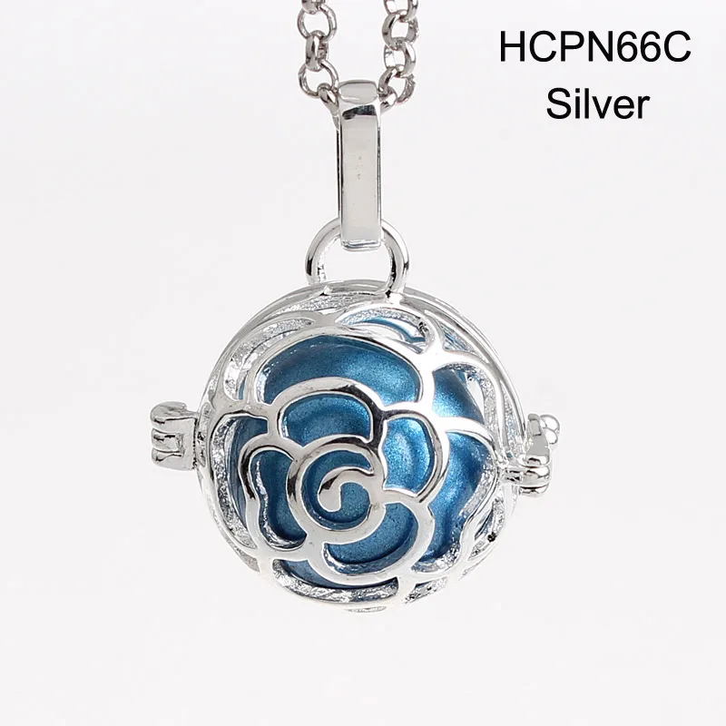5pcs/lot Rose Flower Copper Hollow Cage Mexican Chime Magic Box Sound Ball Pendant Women Pregnancy Maternity Necklaces HCPN66 | Украшения и