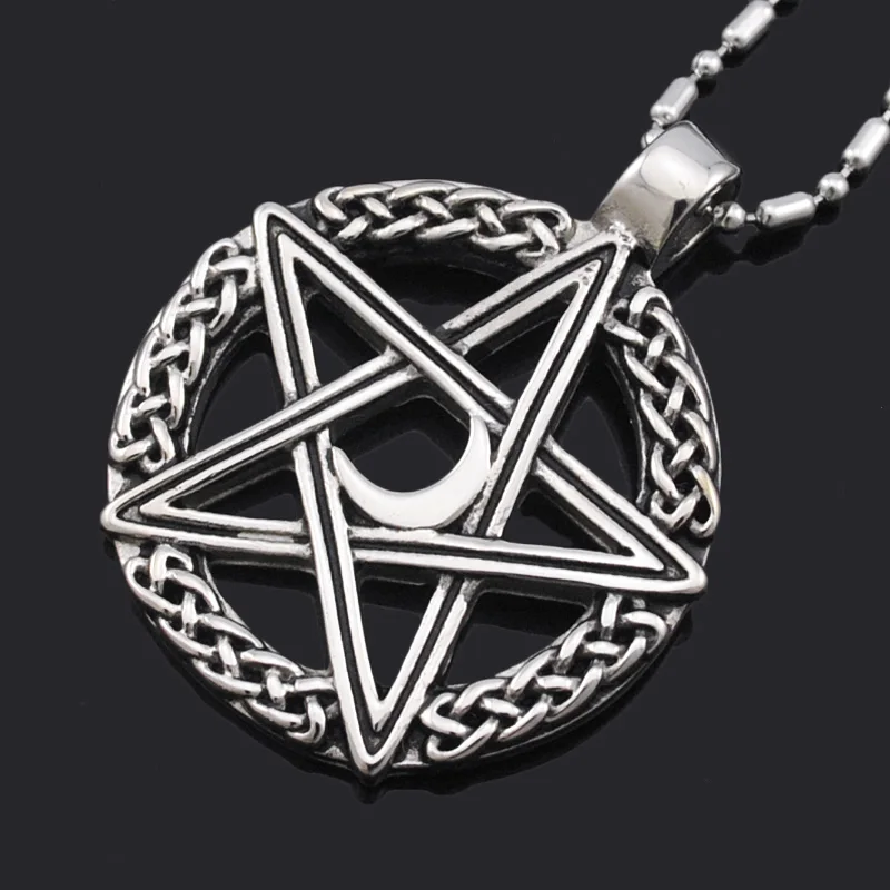 

ATGO Модная Звезда Луна цепочка ожерелье кулон из нержавеющей стали готический Шарм Подвески для мужчин женщин подарок BP936