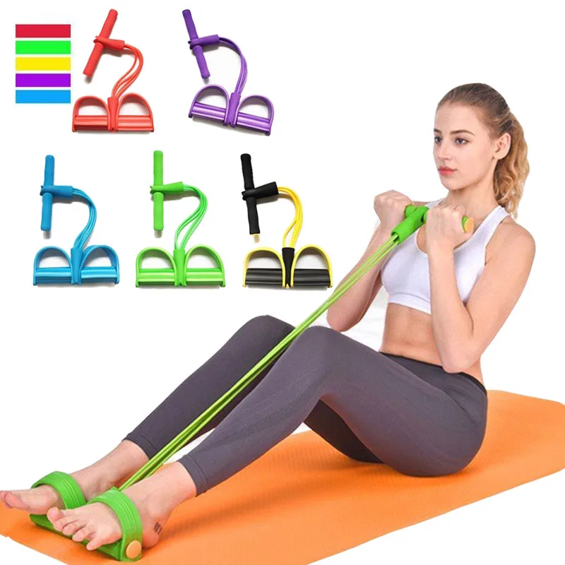 

Fitness Gum 4 Tube Resistance Bands Latex Pedal Exerciser Sit-up Pull Rope Expander Elastic Bands Yoga equipment Pilates Workout