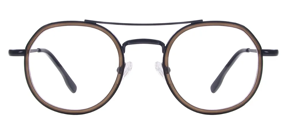 Men Women Round Vintage Eyeglasses Metal Full Rim Double Bridge Spectacles with Spring Hinge For Prescription Lenses