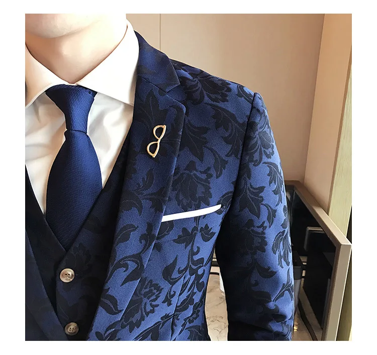 Новинка года осень зима цветочный костюм жениха высокое качество костюм Homme барокко винтажные мужские костюмы Свадебный Жених 3XL
