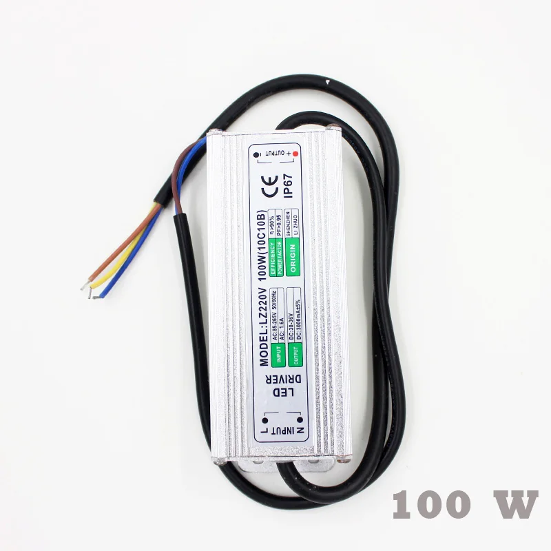 1pce 10-100W 10Series2 10Series3 10Series5 10Series10 параллельно Водонепроницаемый IP66 светодиодный светильник Светодиодный драйвер Трансформатор Питание адаптер - Цвет: 100W  Waterproof