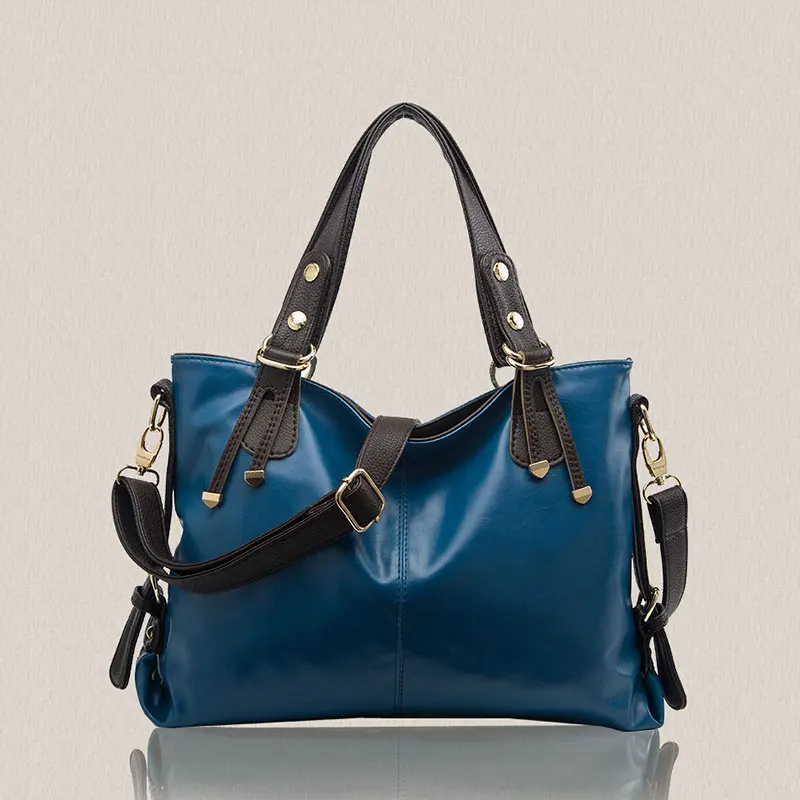 Blue Large Tote Bag Женские кожаные сумки для женщин, сумка, повседневные женские сумки, сумка-тоут, испанский бренд, сумки через плечо, женские роскошные сумки с верхней ручкой - Цвет: Blue Large Tote Bag